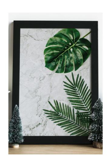 Yeşil Yapraklar Ahşap 24x33 cm Tasarım Çerçeve