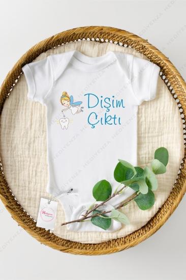 Dişim Çıktı Baskılı Bebek Zıbını - Mavi