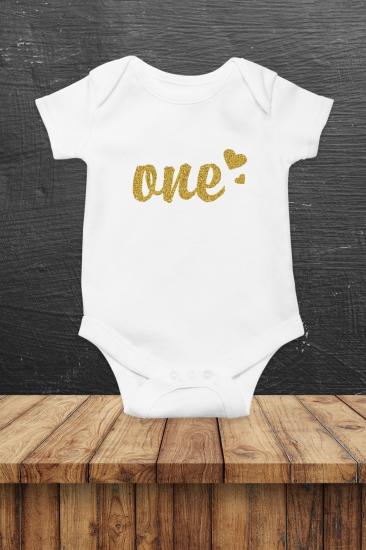 One 1 Yaş Baskılı Bebek Zıbını