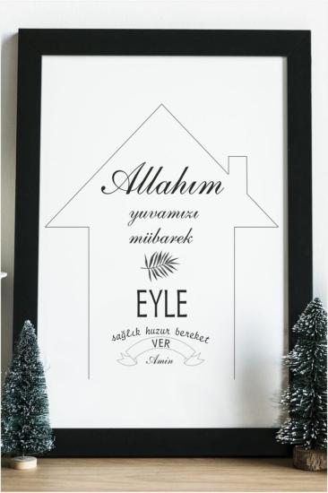 Allahım Yuvamızı Mübarek Eyle Ahşap 24x33 Cm Çerçeve Tasarım Ahşap Tablo