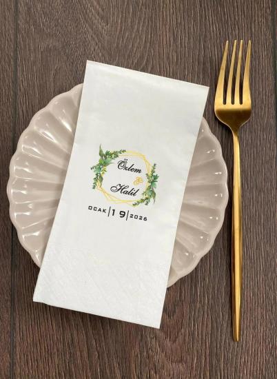 Baskılı Söz Düğün Nişan Peçetesi Sunum Peçetesi 002 20 Adet