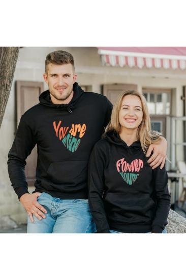 Sevgili Hoodieleri Çift Sevgili Kombinleri Couple Clothing  3 İplik Kapüşonlu Sweatshirt 2 Adet