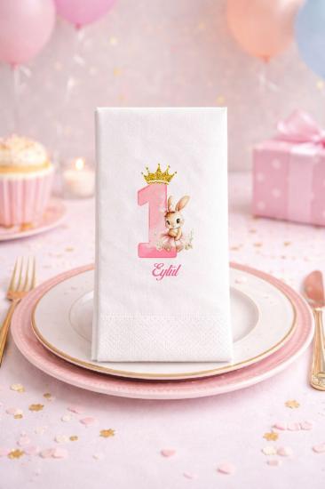 Sevimli Tavşan 1 Yaş Baskılı Peçete Sunum Peçetesi 20 ADET