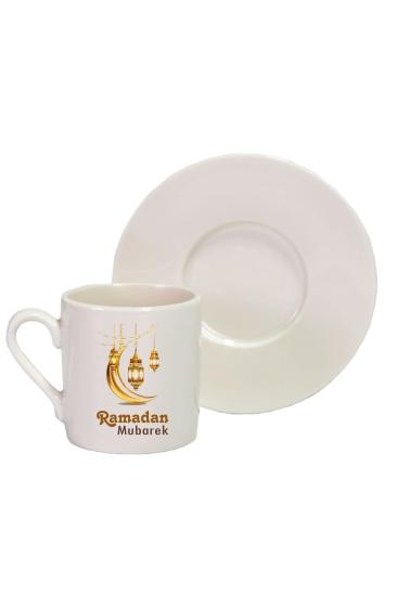 Ramadan Mubarek Gold 2 Ramadan Kareem Hadia finjan qahwa Tasarım Baskılı Türk Kahve Fincanı 1 Adet