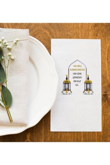 Hayırlı Ramazanlar Ramazan Sofralarına Özel İftar Vakti Baskı Peçete Sunum Peçetesi 20 Adet