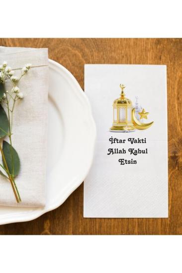 Ramazan Sofralarına Özel Allah Kabul Etsin Baskı Peçete Sunum Peçetesi 20 Adet