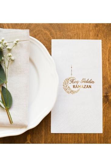 Hoşgeldin Ramazan Sofralarına Özel İftar Vakti 3 Baskı Peçete Sunum Peçetesi 20 Adet