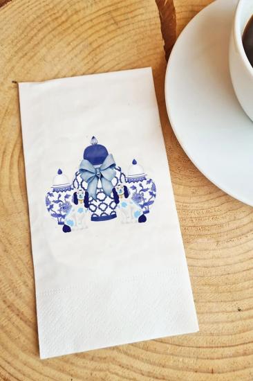 Blue Blanc Vazo Baskılı Garson Katlama 33x33 cm Peçete Sunum Peçetesi 010 20 Adet