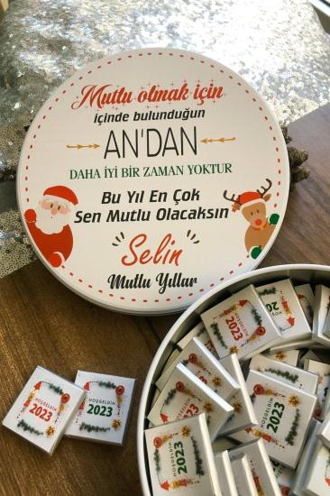 Yeni Yıl Noel Baba Özel Metal Kutusunda Pelit Valonia Yılbaşı Çikolata - 40 Adet Çikolata