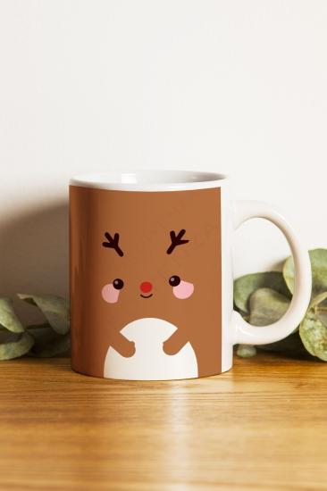 Deer Christmas Sevimli Geyik Yeni Yıl Yılbaşı Hediye Baskılı Kupa Bardak / Mug