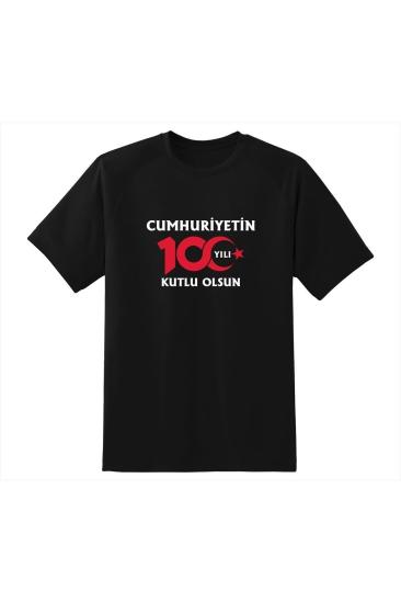 Cumhuriyet’in 100.yılına özel Atatürk Baskılı Unisex Siyah T-Shirt