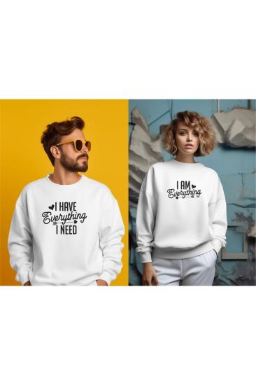 Sevgili Kombini Everyhing Baskılı Sevgililer Günü Hediyesi Sweatshirt Yetişkin