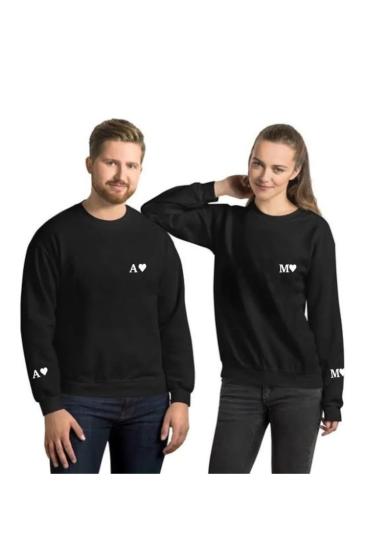 Kişiye Özel Harf Baskılı 2’li Sweatshirt Sevgili Kombini Baskılı Sevgililer Günü Hediyesi