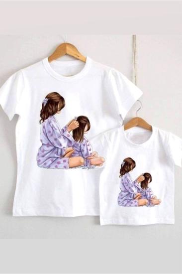 T-shirt Baskılı Anne Ve Kızı (TEKLİ ÜRÜNDÜR KOMBİN YAPMAK İÇİN 2 ADET SEPETE EKLEYİNİZ)