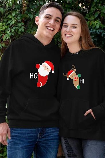 Yılbaşı Özel Sevgili Kombini Kapüşonlu Sweatshirt