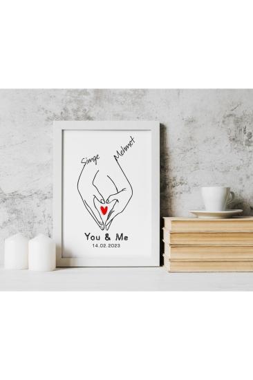 Valantines Day Tasarım 14 Şubat Sevgililer Günü Hediye Iskandinav Home 21x30cm Siyah Çerçeve Tablo
