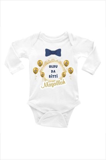 Oldu Da Bitti Maşallah Sünnet Baskılı Uzun Kollu Bebek Body & Zıbın