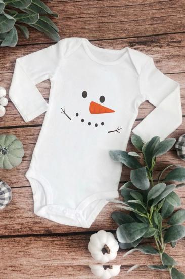 Kardan Adam Baskılı Uzun Kollu Bebek Body & Zıbın