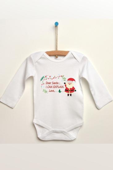 Dear Santa Noel Baba Baskılı Uzun Kollu Bebek Body & Zıbın