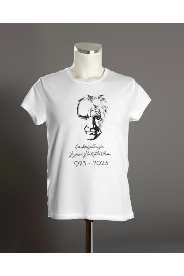 Cumhuriyet’in 100.yılına özel Baskılı 1923-2023 Unisex Beyaz T-Shirt