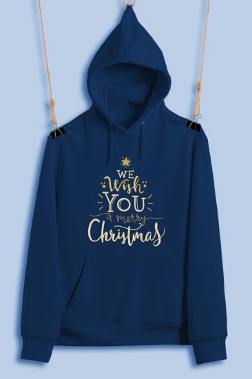 We Wish You Merry A Christmas Unisex Kapüşonlu Şardonlu Kalın Sweatshirt