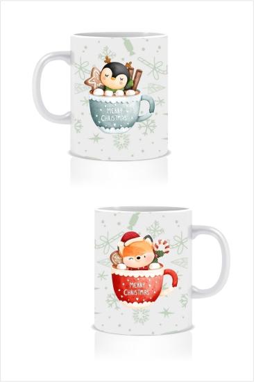 Yeni Yıl Özel Yılbaşı 2025 Tasarım Çift Kupa Bardak / Mug