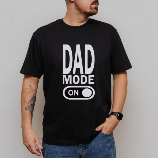 Dad Mode On Bisiklet Yaka Siyah Erkek Basic Tişört T-shirt